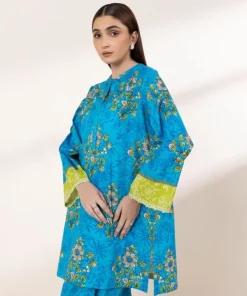 Online Sapphire Printed Lawn Shirt Blue