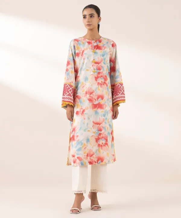 Fashion Sapphire Printed Lawn Shirt