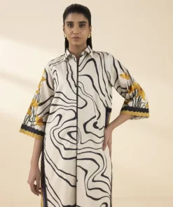 Hot Sapphire Printed Lawn Shirt