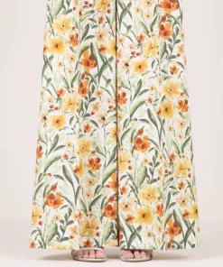 Hot Sapphire Printed Lycra Flared Pants