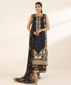 Hot Sapphire Printed Tissue Dupatta Black