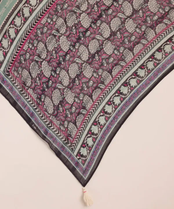 Discount Sapphire Printed Tussar Silk Dupatta