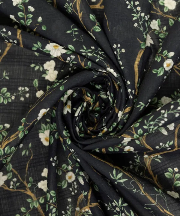 Clearance Sapphire Printed Voile Dupatta Black