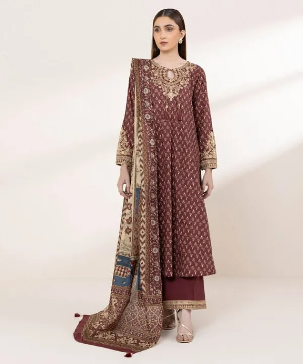 Clearance Sapphire Printed Voile Dupatta Maroon