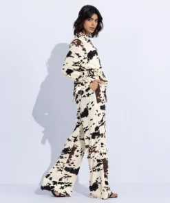 Discount Sapphire Printed Wide-Leg Trousers Multi