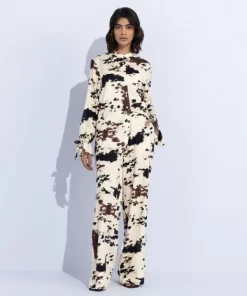 Discount Sapphire Printed Wide-Leg Trousers Multi