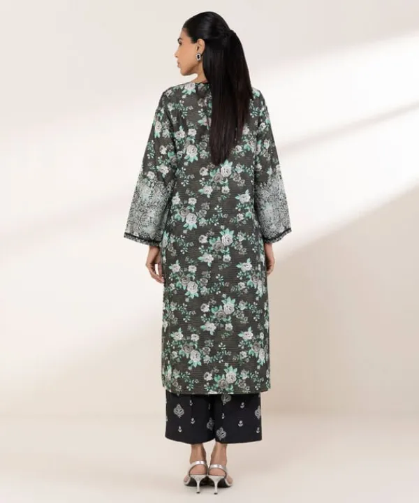 New Sapphire Printed Zari Lawn Shirt Black