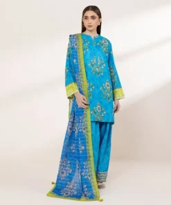 Discount Sapphire Printed Zari Voile Dupatta Blue