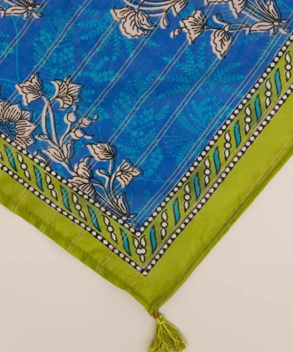 Discount Sapphire Printed Zari Voile Dupatta Blue