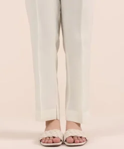 Sale Sapphire Raw Silk Cigarette Pants Off White