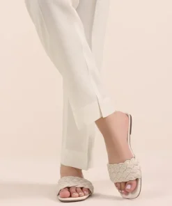 Sale Sapphire Raw Silk Cigarette Pants Off White