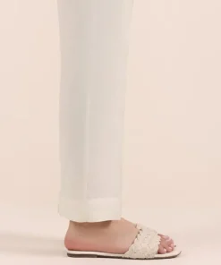 Sale Sapphire Raw Silk Cigarette Pants Off White