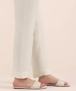 Sale Sapphire Raw Silk Cigarette Pants Off White