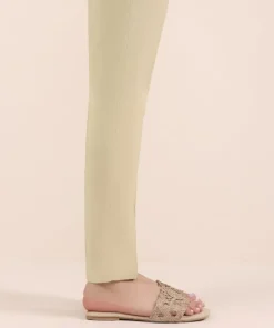 Discount Sapphire Raw Silk Cigarette Pants Beige