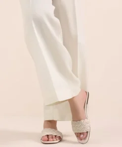 Sale Sapphire Raw Silk Culottes Off White
