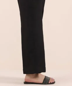 Clearance Sapphire Raw Silk Straight Pants Black