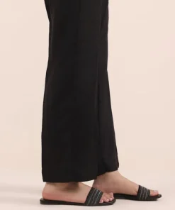 Clearance Sapphire Raw Silk Straight Pants Black
