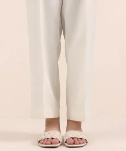 Discount Sapphire Raw Silk Straight Pants Off White