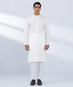 Outlet Sapphire Schiffli Embroidered Cotton Suit - Slim Fit White