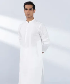 Outlet Sapphire Schiffli Embroidered Cotton Suit - Slim Fit White