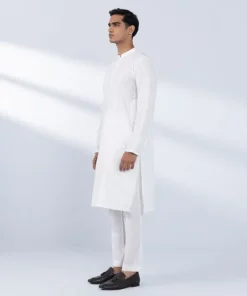 Outlet Sapphire Schiffli Embroidered Cotton Suit - Slim Fit White