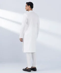 Outlet Sapphire Schiffli Embroidered Cotton Suit - Slim Fit White