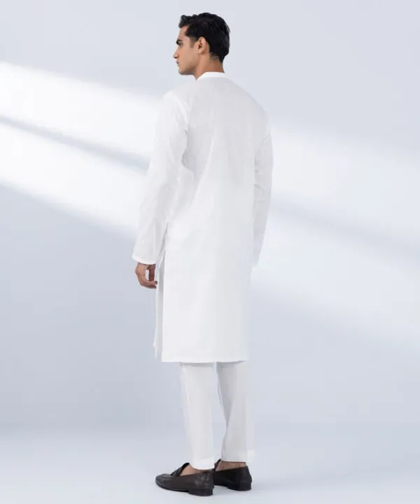 Hot Sapphire Schiffli Embroidered Cotton Suit - Regular Fit White