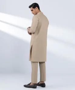Outlet Sapphire Schiffli Embroidered Cotton Suit - Slim Fit Beige