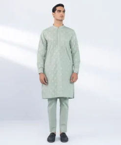 Sale Sapphire Schiffli Embroidered Cotton Suit - Slim Fit Grey
