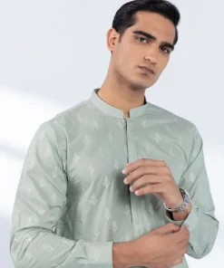 Sale Sapphire Schiffli Embroidered Cotton Suit - Slim Fit Grey