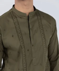 Online Sapphire Schiffli Embroidered Cotton Suit - Regular Fit Green