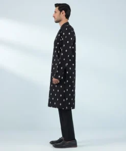 Sale Sapphire Schiffli Embroidered Cotton Suit - Regular Fit Black
