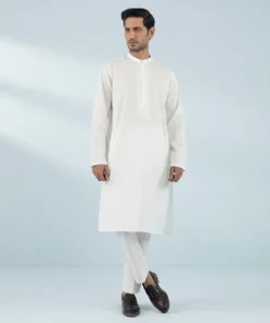 Hot Sapphire Schiffli Embroidered Cotton Suit - Slim Fit White