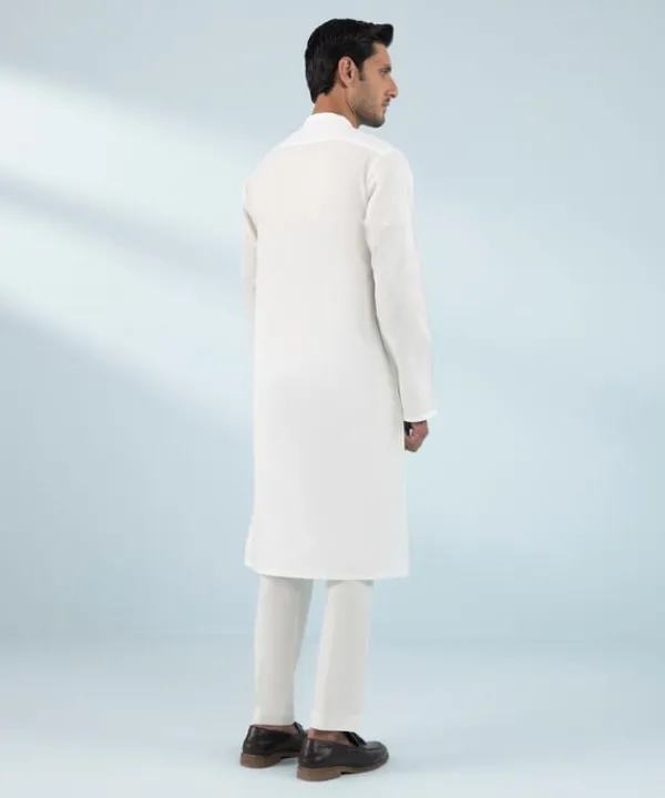Hot Sapphire Schiffli Embroidered Cotton Suit - Slim Fit White