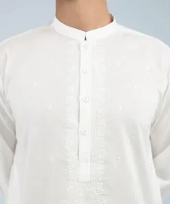 Online Sapphire Schiffli Embroidered Cotton Suit - Regular Fit White