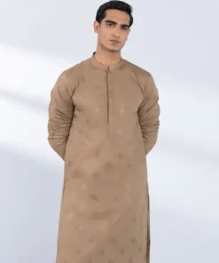 Sale Sapphire Schiffli Embroidered Cotton Kurta - Slim Fit Rust