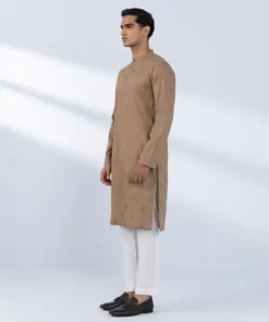 Sale Sapphire Schiffli Embroidered Cotton Kurta - Slim Fit Rust