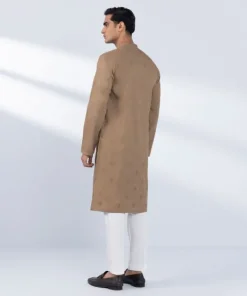 Sale Sapphire Schiffli Embroidered Cotton Kurta - Slim Fit Rust