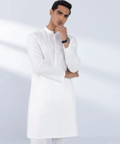 Outlet Sapphire Schiffli Embroidered Cotton Kurta - Regular Fit White