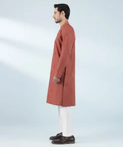 Fashion Sapphire Schiffli Embroidered Cotton Kurta - Regular Fit Rust