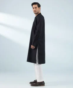 Outlet Sapphire Schiffli Embroidered Cotton Kurta - Regular Fit Black