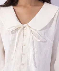 Clearance Sapphire Seersucker Cropped Top White