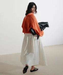 Outlet Sapphire Seersucker Skirt White