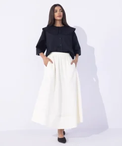 Outlet Sapphire Seersucker Skirt White