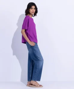Hot Sapphire Slash Neck Top Magenta