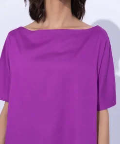 Hot Sapphire Slash Neck Top Magenta