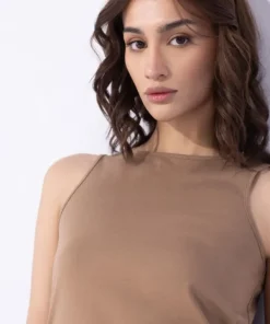 Hot Sapphire Sleeveless T-Shirt Camel