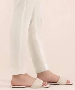 Best Sapphire Solid Cambric Cigarette Pants White
