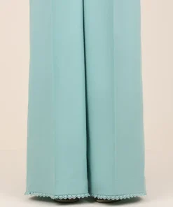 Sale Sapphire Solid Cambric Flared Pants Blue