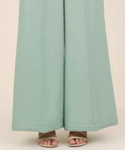 Sale Sapphire Solid Cambric Flared Pants Mint Green